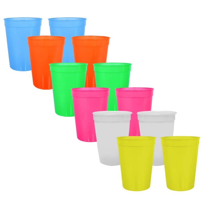 AAkron Nite Glow 12 oz. Stadium Cups - Glows in the Dark  Durable  Perfect for Outdoor  Sports Event  Catering  Picnics  Family Reunions - Set of 12 - Image 1